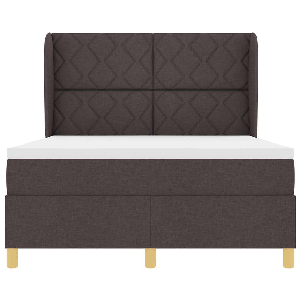 Boxspringbed met hoofdeinde Donkerbruin 190 x 140 cm Stof