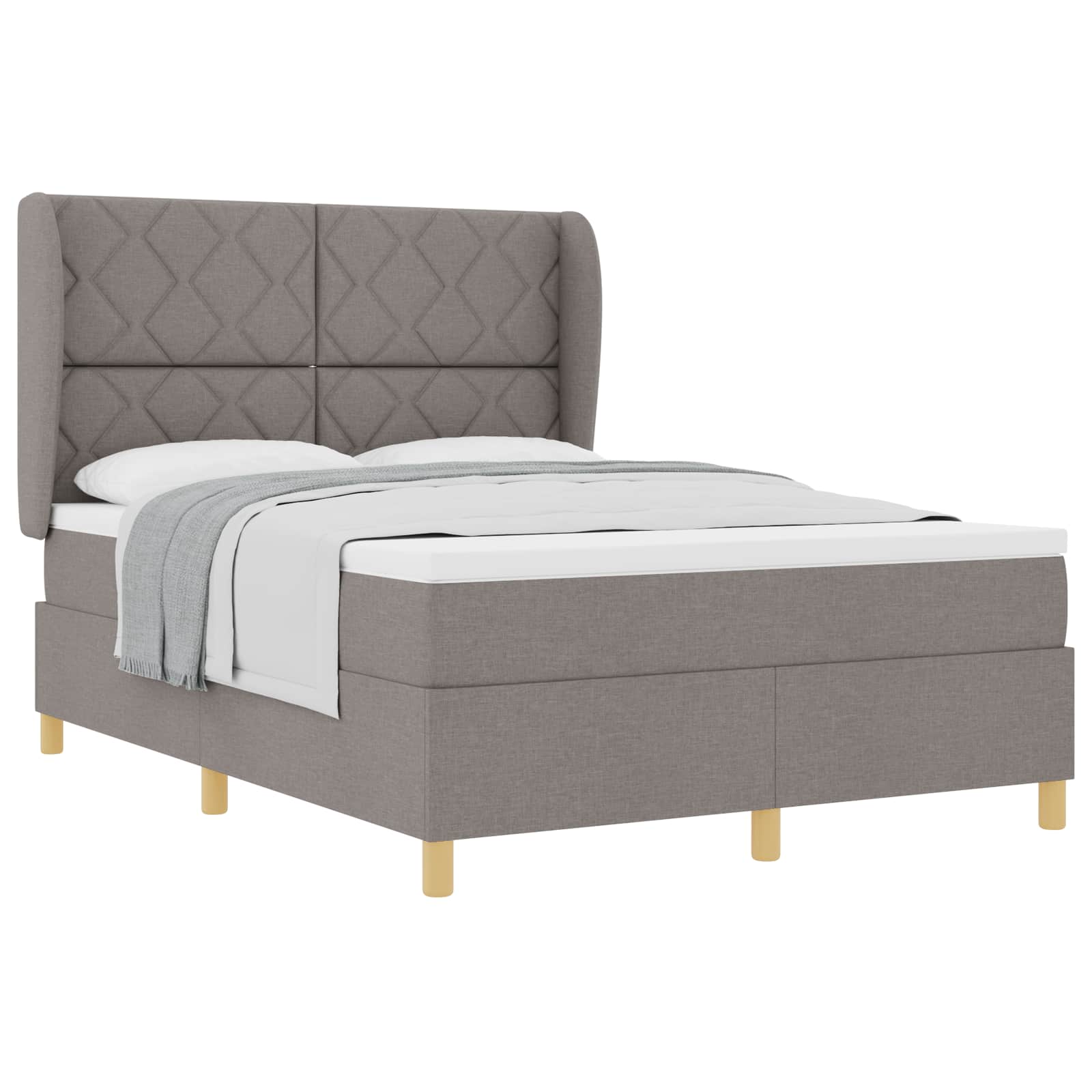 Boxspringbed met hoofdeinde Taupe 190 x 140 cm Stof