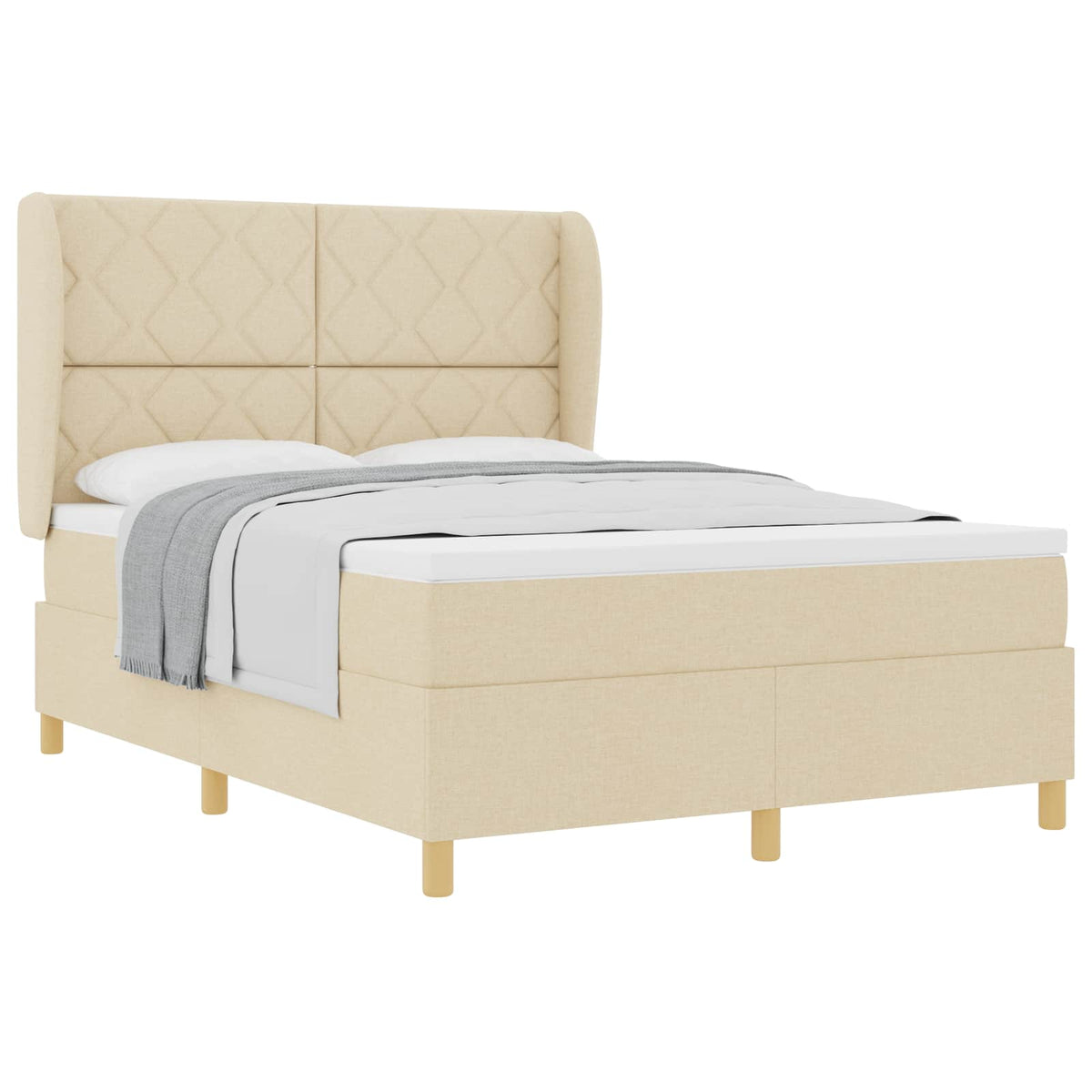 Boxspringbed met hoofdeinde Crème 190 x 140 cm Stof