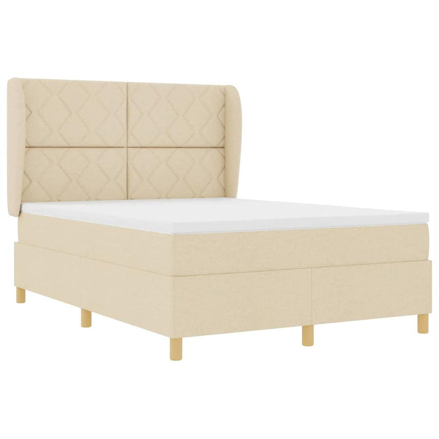 Boxspringbed met hoofdeinde Crème 190 x 140 cm Stof