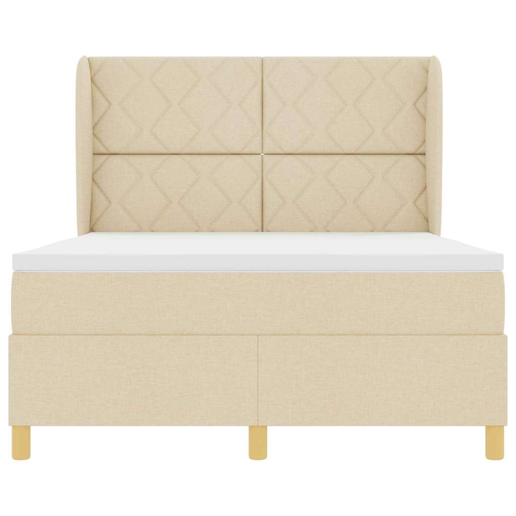 Boxspringbed met hoofdeinde Crème 190 x 140 cm Stof
