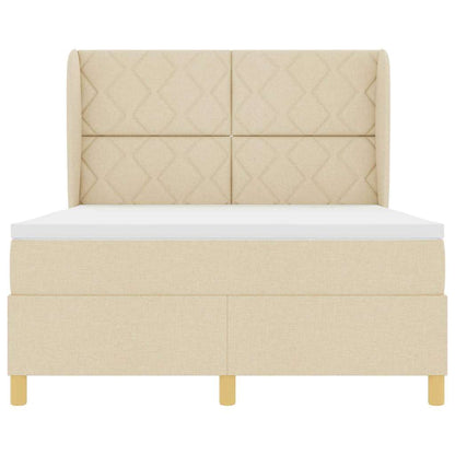 Boxspringbed met hoofdeinde Crème 190 x 140 cm Stof