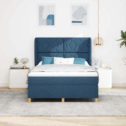 Boxspringbed met hoofdeinde Blauw 190 x 140 cm Stof