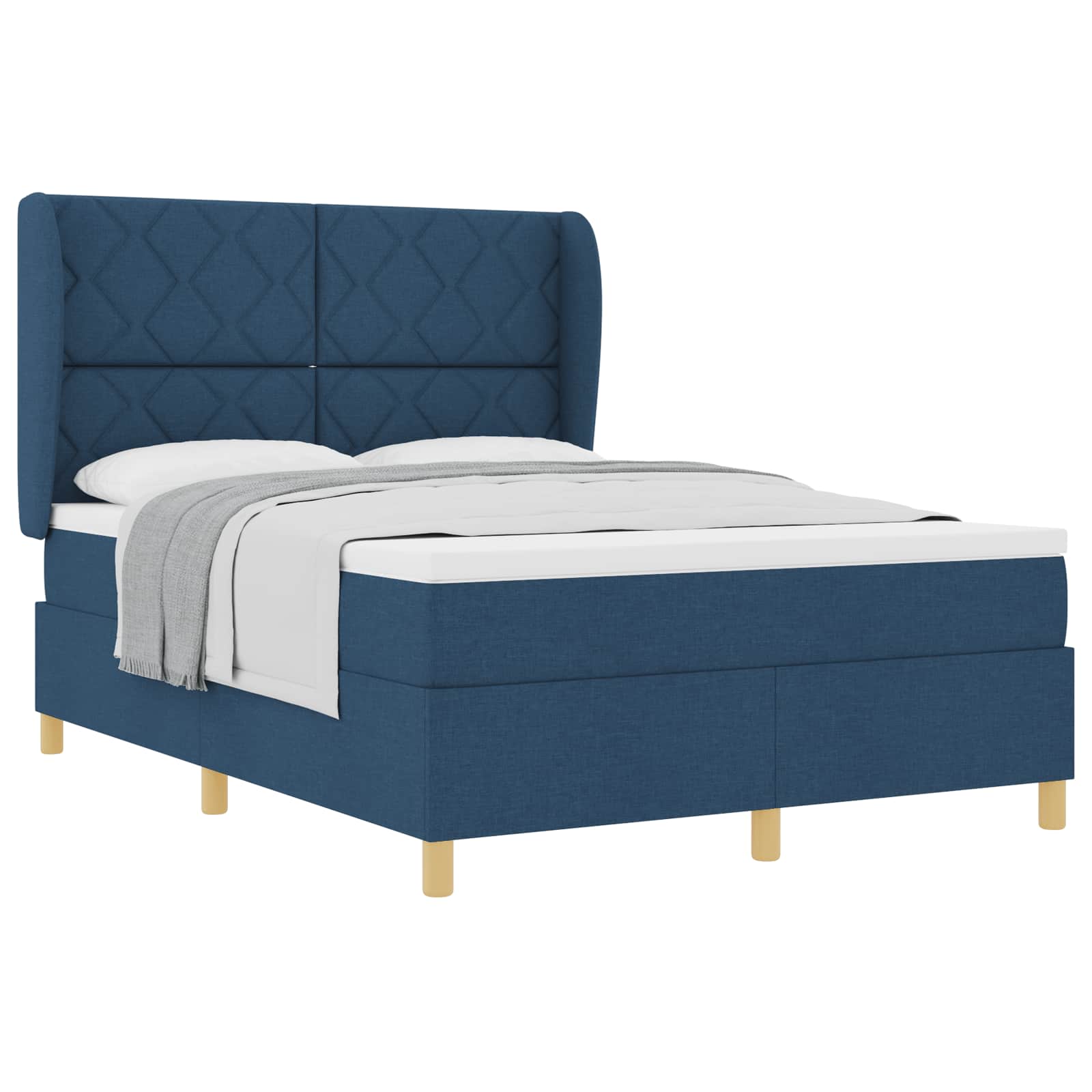 Boxspringbed met hoofdeinde Blauw 190 x 140 cm Stof