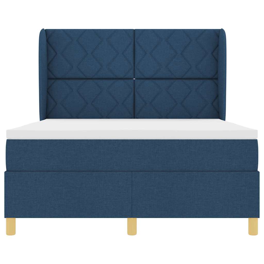 Boxspringbed met hoofdeinde Blauw 190 x 140 cm Stof
