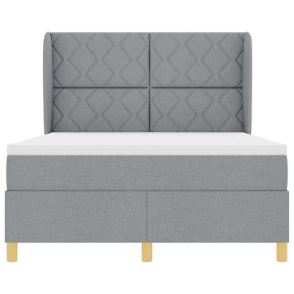 Boxspringbed met hoofdeinde Lichtgrijs 200 x 140 cm Stof