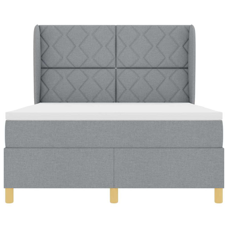 Boxspringbed met hoofdeinde Lichtgrijs 200 x 140 cm Stof