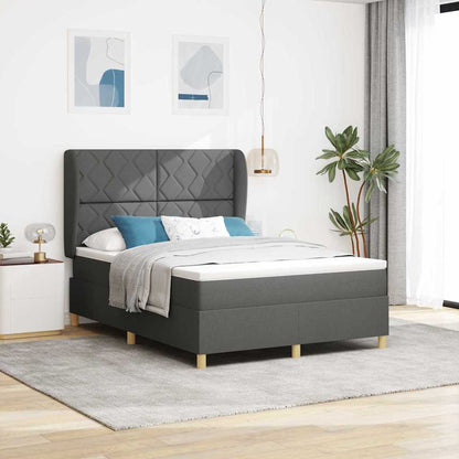 Boxspringbed met hoofdeinde Donkergrijs 200 x 140 cm Stof