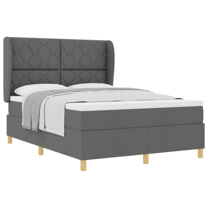 Boxspringbed met hoofdeinde Donkergrijs 200 x 140 cm Stof