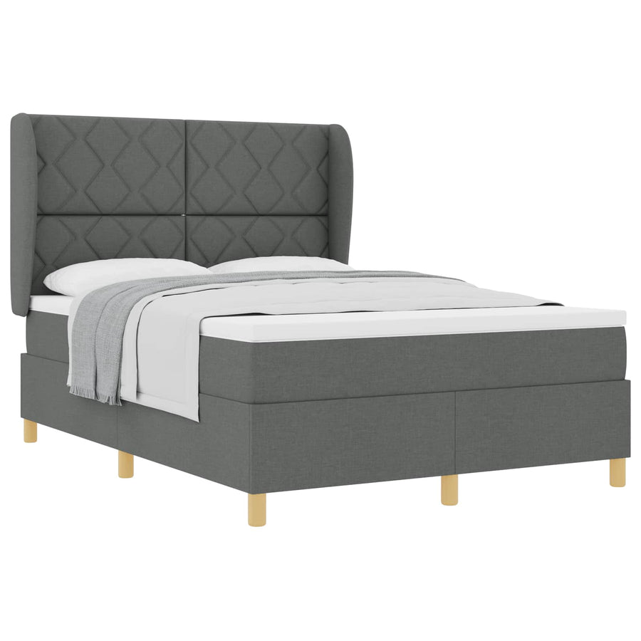 Boxspringbed met hoofdeinde Donkergrijs 200 x 140 cm Stof