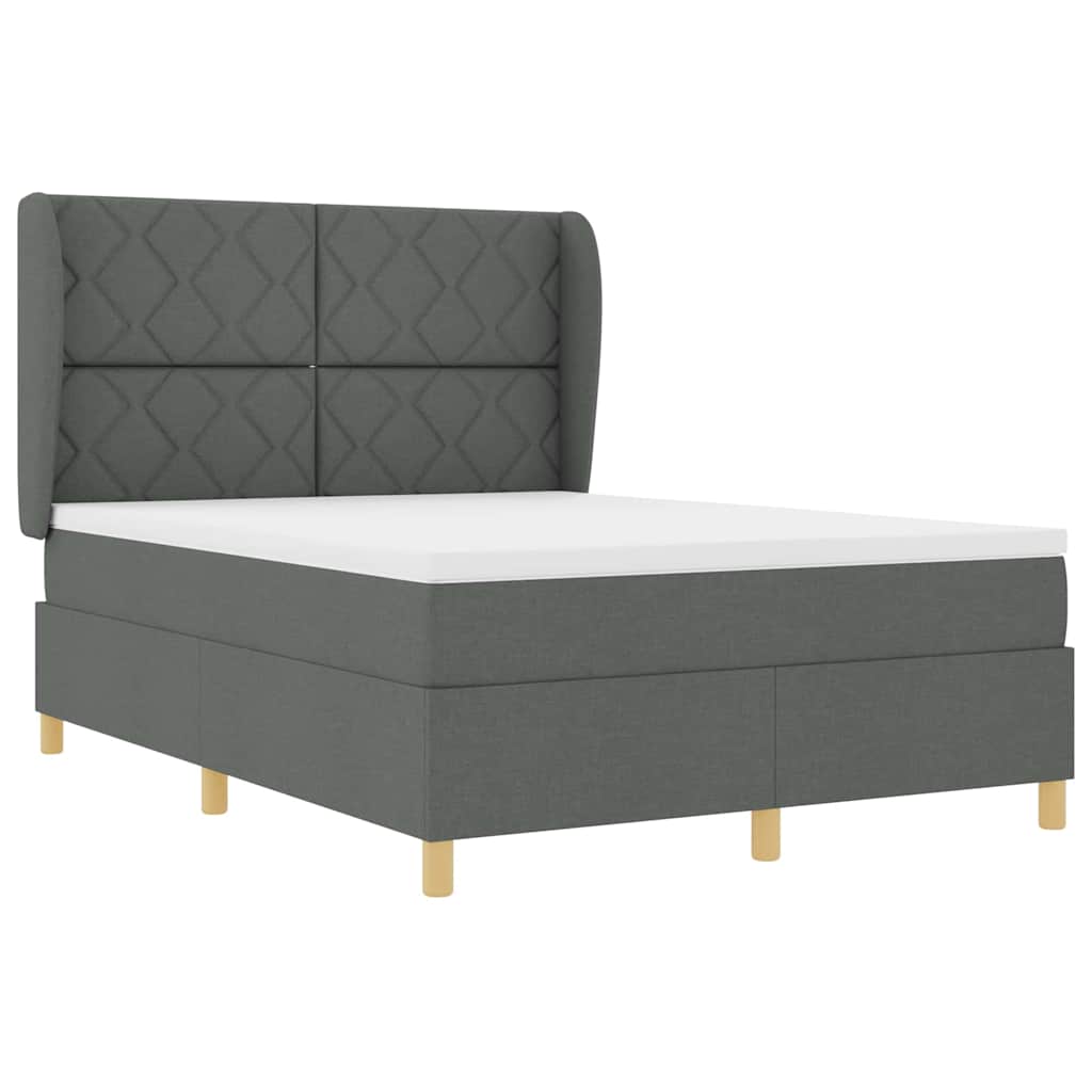 Boxspringbed met hoofdeinde Donkergrijs 200 x 140 cm Stof