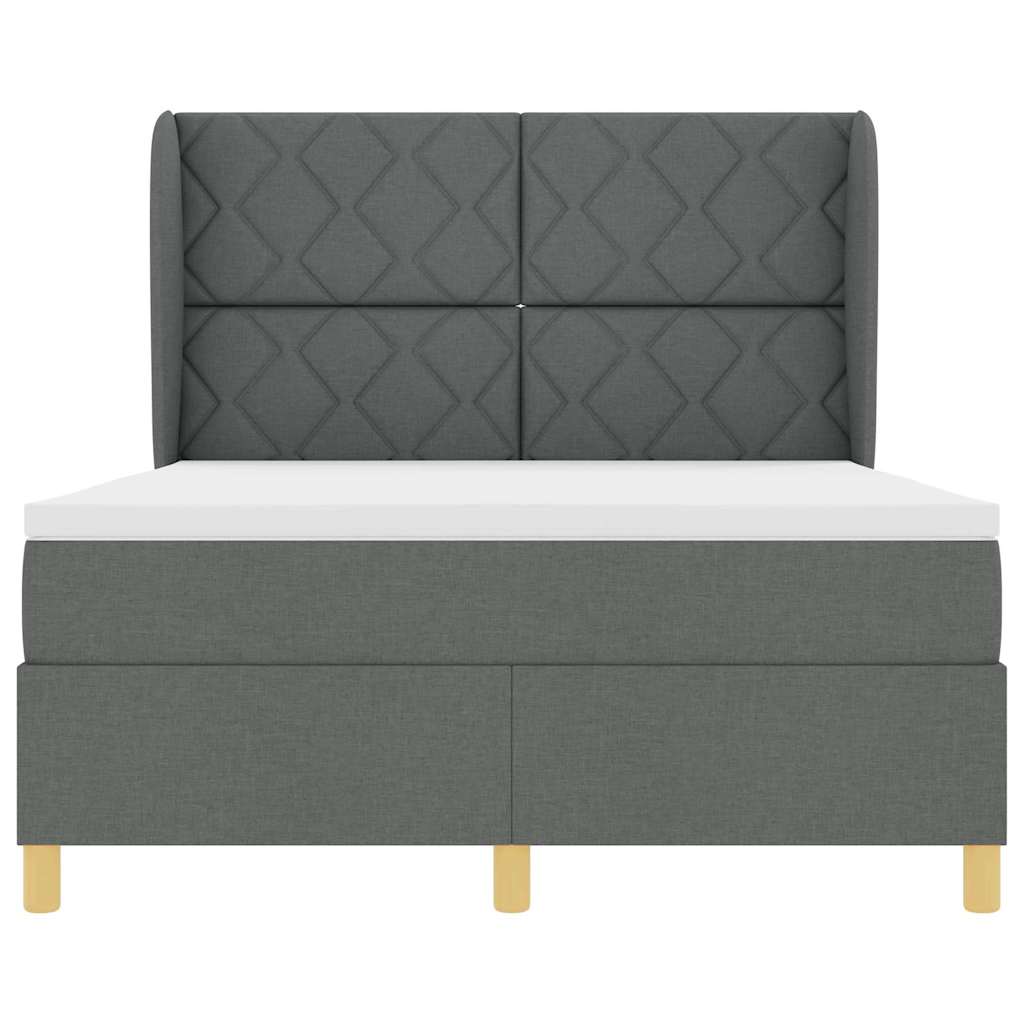 Boxspringbed met hoofdeinde Donkergrijs 200 x 140 cm Stof