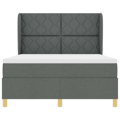 Boxspringbed met hoofdeinde Donkergrijs 200 x 140 cm Stof