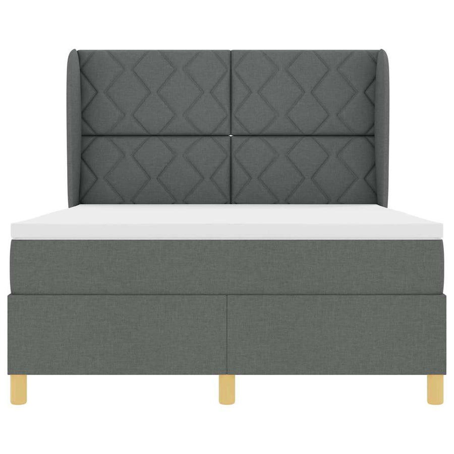 Boxspringbed met hoofdeinde Donkergrijs 200 x 140 cm Stof