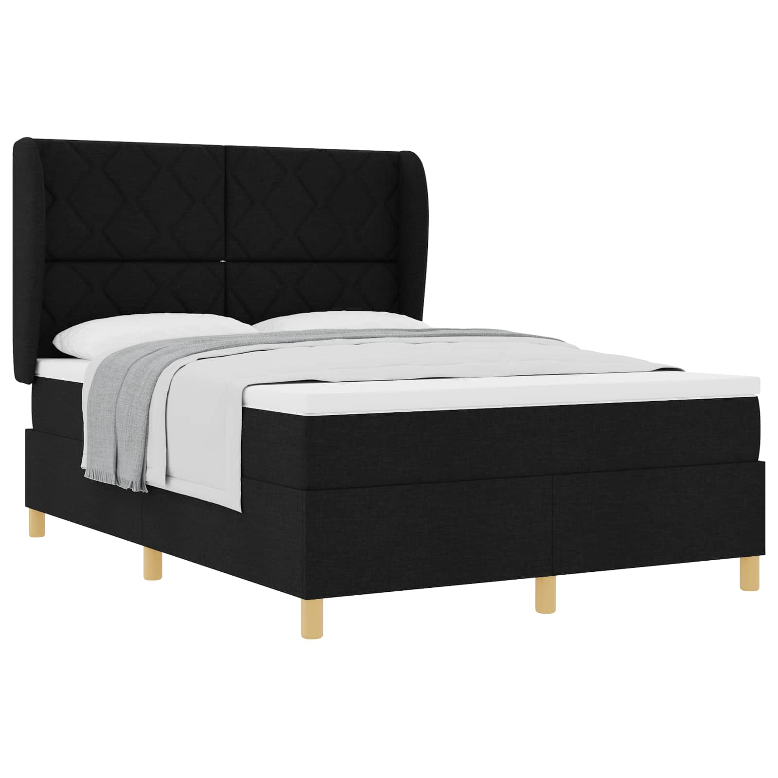 Boxspringbed met hoofdeinde Zwart 200 x 140 cm Stof