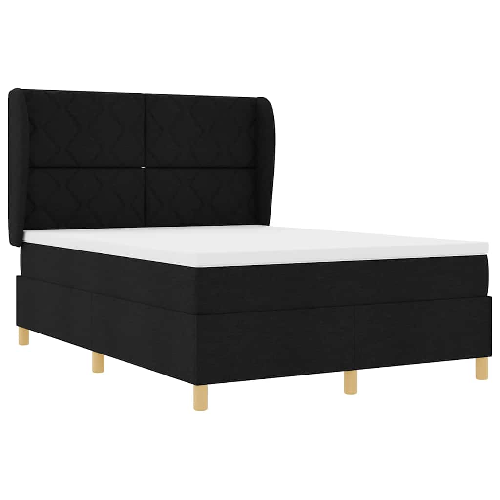 Boxspringbed met hoofdeinde Zwart 200 x 140 cm Stof