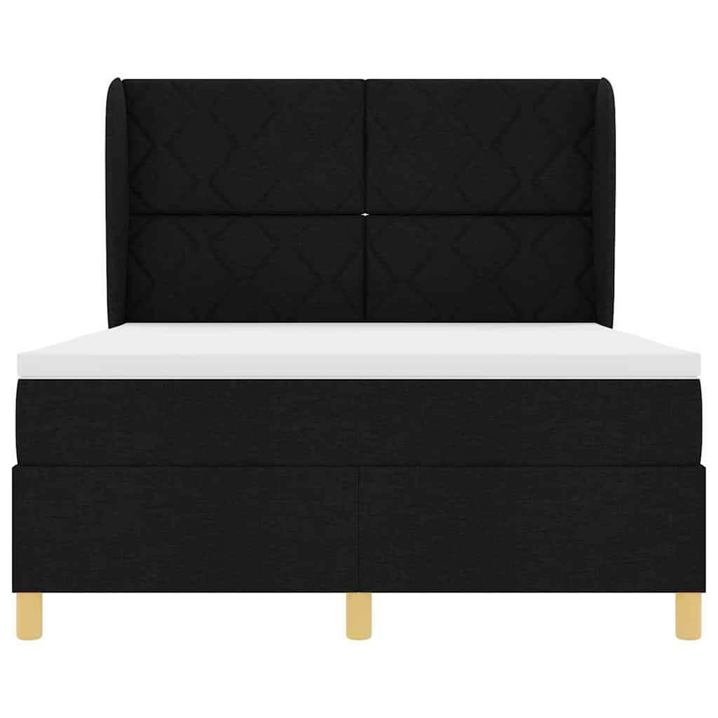 Boxspringbed met hoofdeinde Zwart 200 x 140 cm Stof