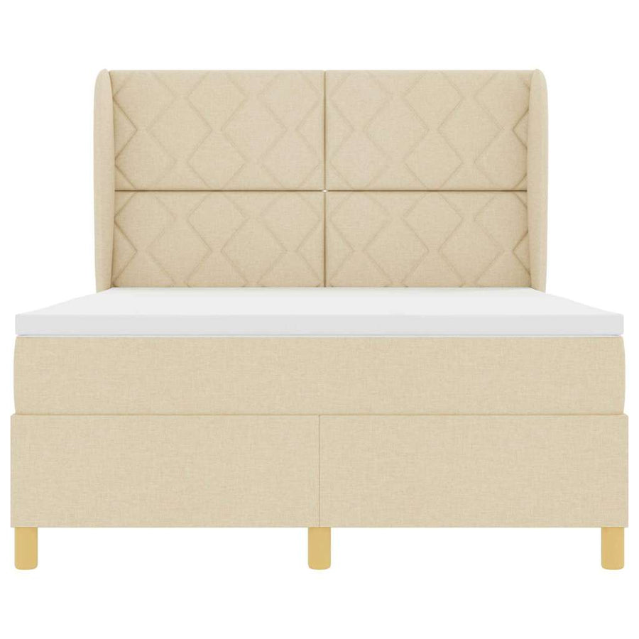 Boxspringbed met hoofdeinde Crème 200 x 140 cm Stof