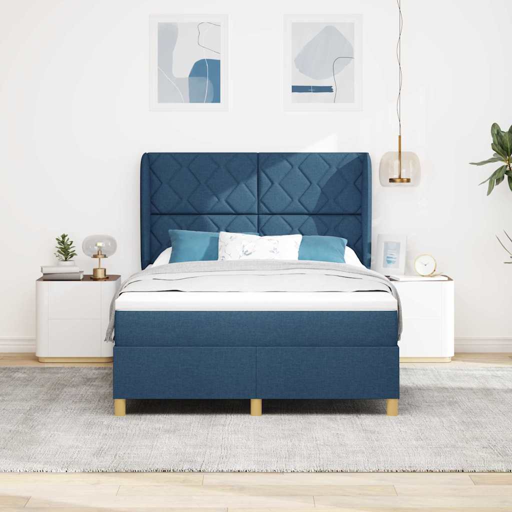 Boxspringbed met hoofdeinde Blauw 200 x 140 cm Stof