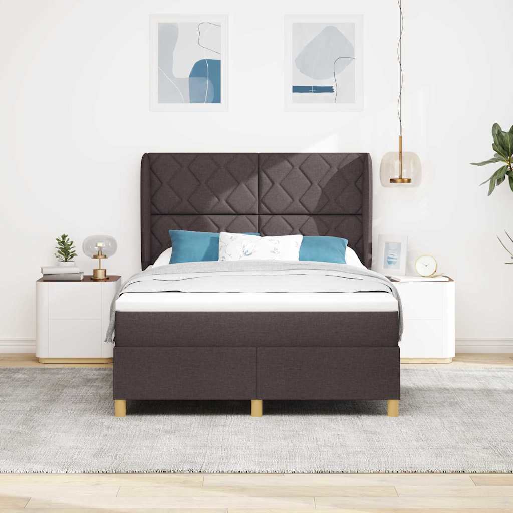 Boxspringbed met hoofdeinde Donkerbruin 200 x 160 cm Stof