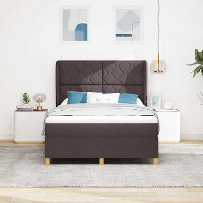 Boxspringbed met hoofdeinde Donkerbruin 200 x 160 cm Stof