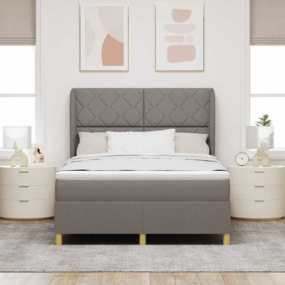 Boxspringbed met hoofdeinde Taupe 200 x 160 cm Stof
