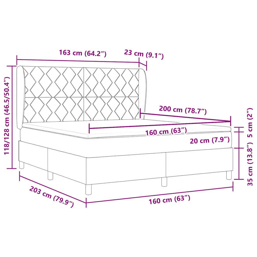 Boxspringbed met hoofdeinde Taupe 200 x 160 cm Stof