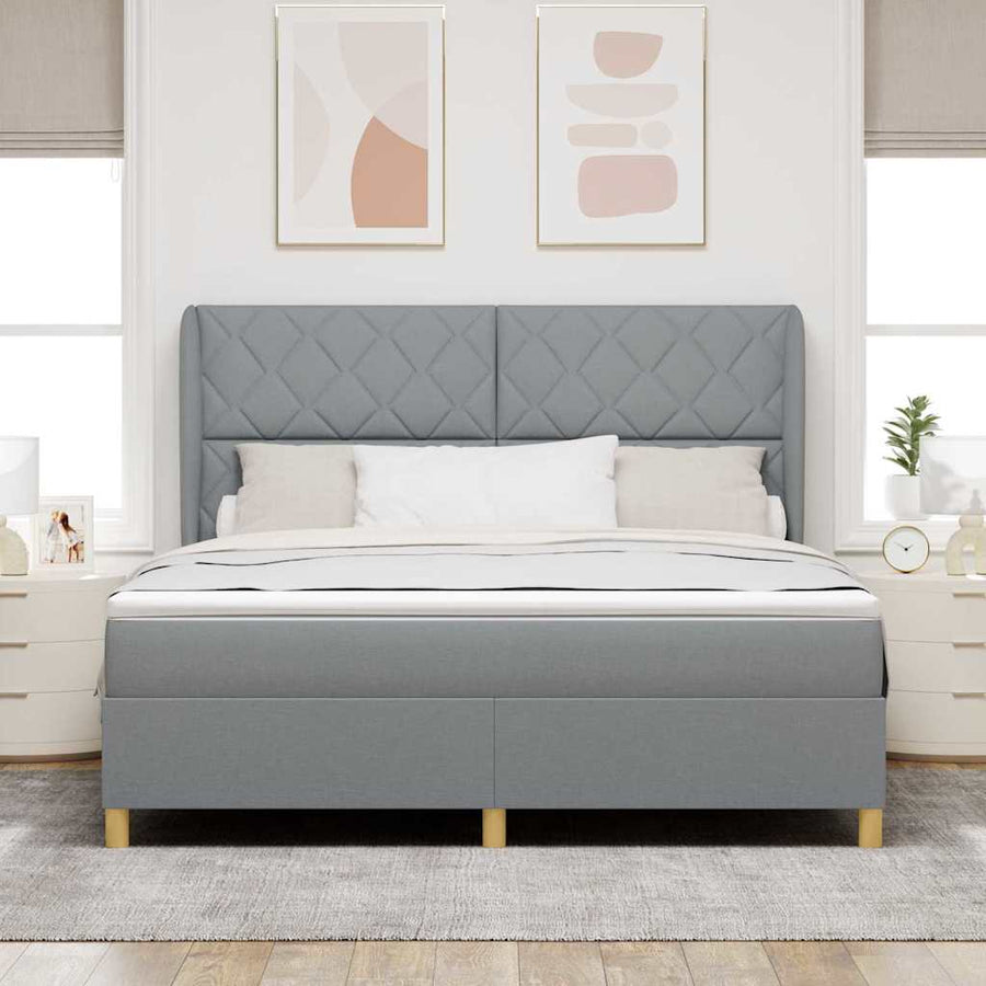 Boxspringbed met hoofdeinde Lichtgrijs 200 x 180 cm Stof
