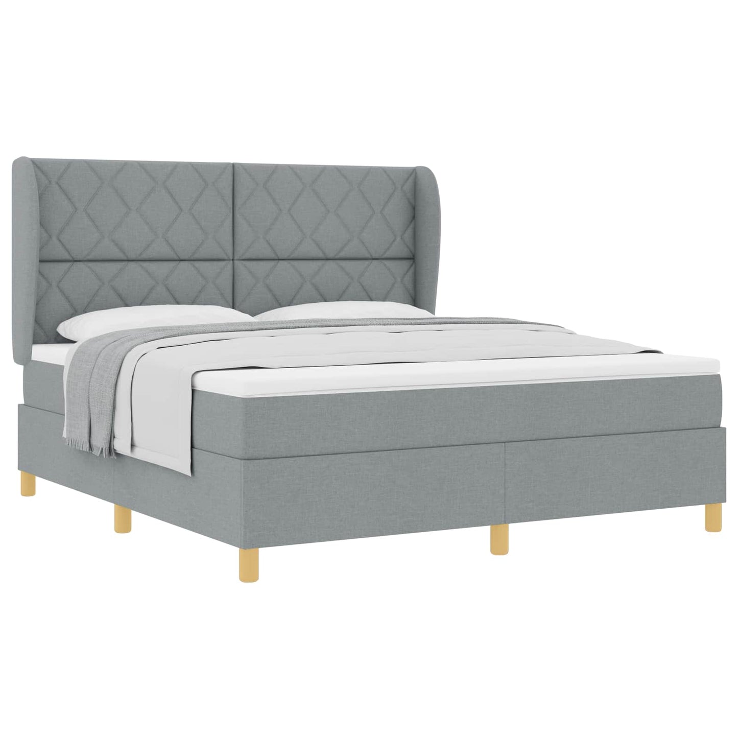 Boxspringbed met hoofdeinde Lichtgrijs 200 x 180 cm Stof