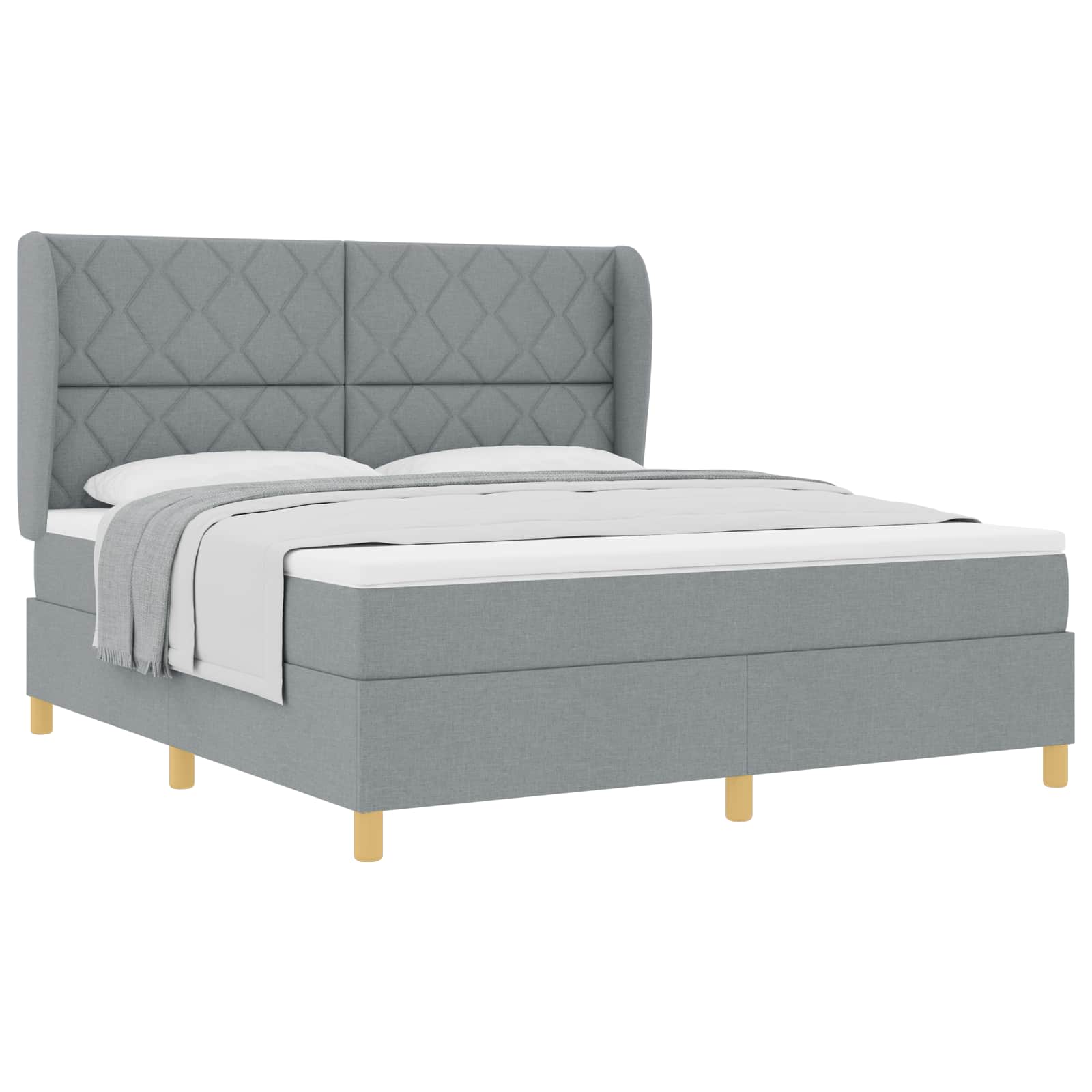 Boxspringbed met hoofdeinde Lichtgrijs 200 x 180 cm Stof