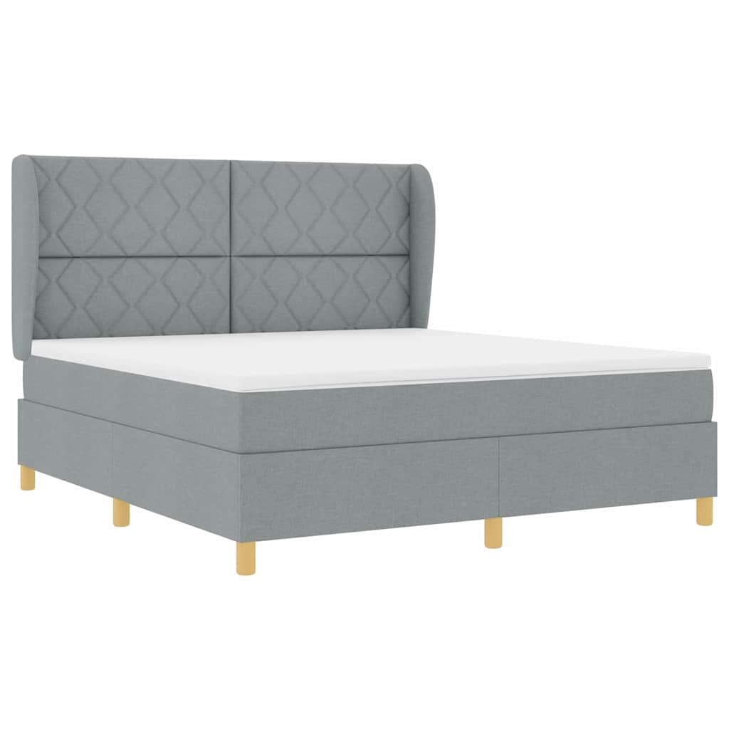 Boxspringbed met hoofdeinde Lichtgrijs 200 x 180 cm Stof