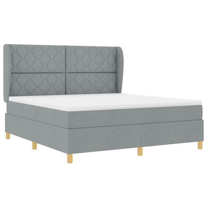 Boxspringbed met hoofdeinde Lichtgrijs 200 x 180 cm Stof