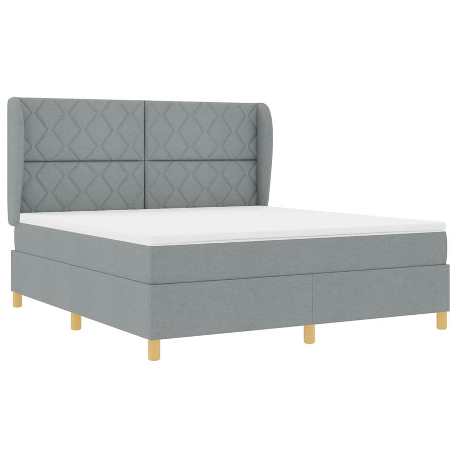 Boxspringbed met hoofdeinde Lichtgrijs 200 x 180 cm Stof