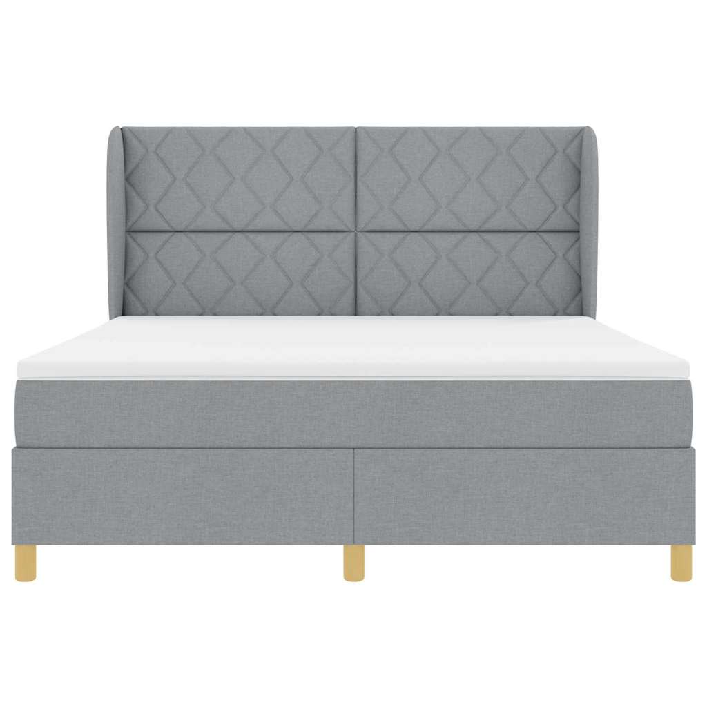 Boxspringbed met hoofdeinde Lichtgrijs 200 x 180 cm Stof