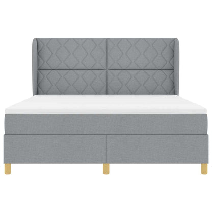 Boxspringbed met hoofdeinde Lichtgrijs 200 x 180 cm Stof