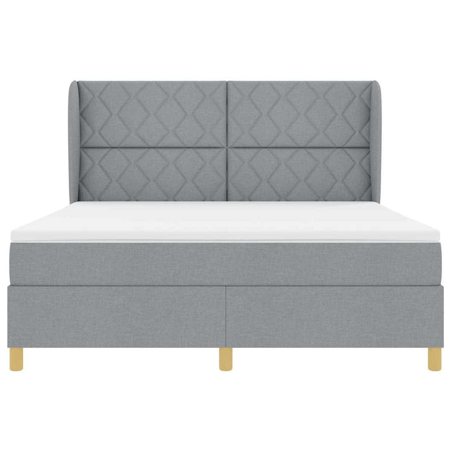Boxspringbed met hoofdeinde Lichtgrijs 200 x 180 cm Stof