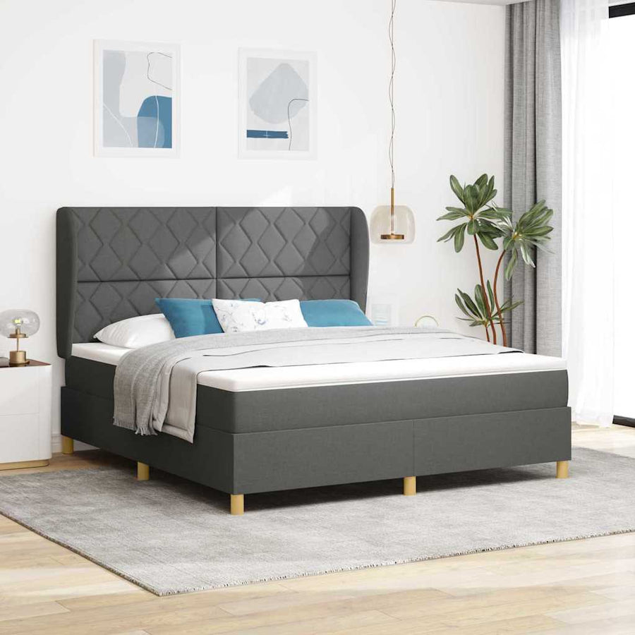 Boxspringbed met hoofdeinde Donkergrijs 200 x 180 cm Stof