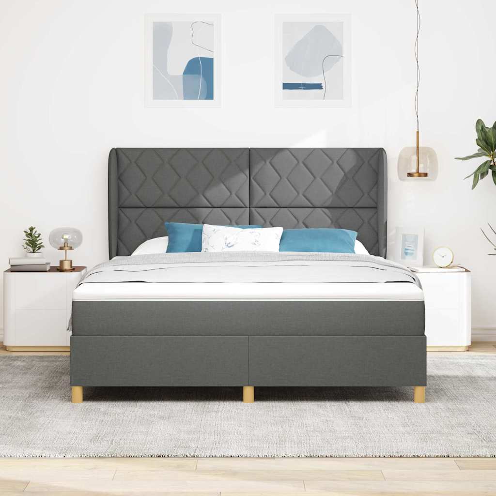 Boxspringbed met hoofdeinde Donkergrijs 200 x 180 cm Stof