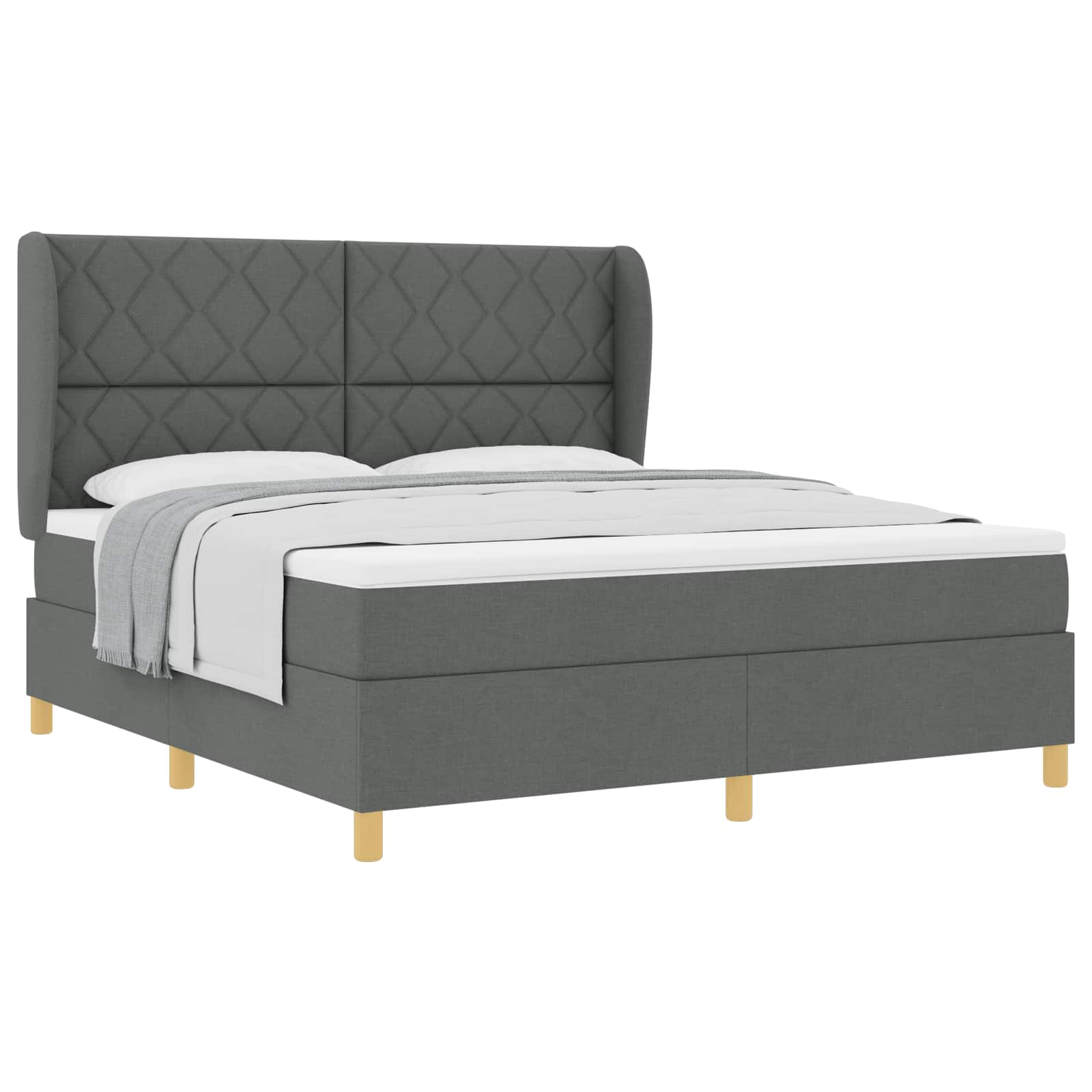 Boxspringbed met hoofdeinde Donkergrijs 200 x 180 cm Stof