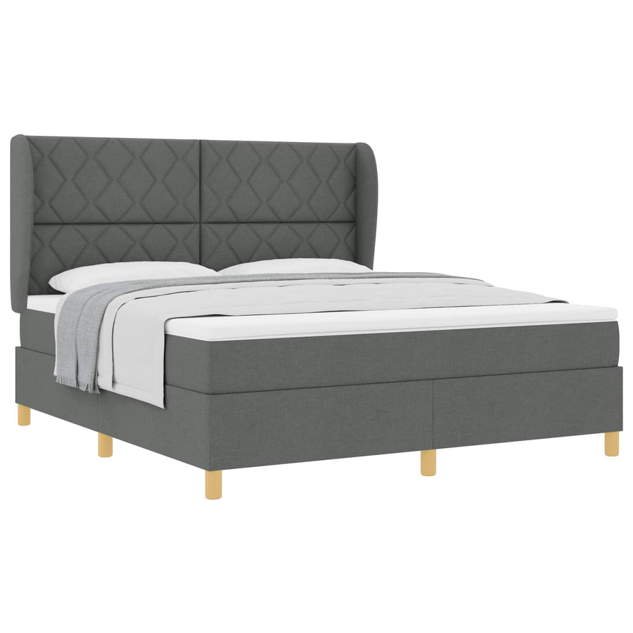 Boxspringbed met hoofdeinde Donkergrijs 200 x 180 cm Stof