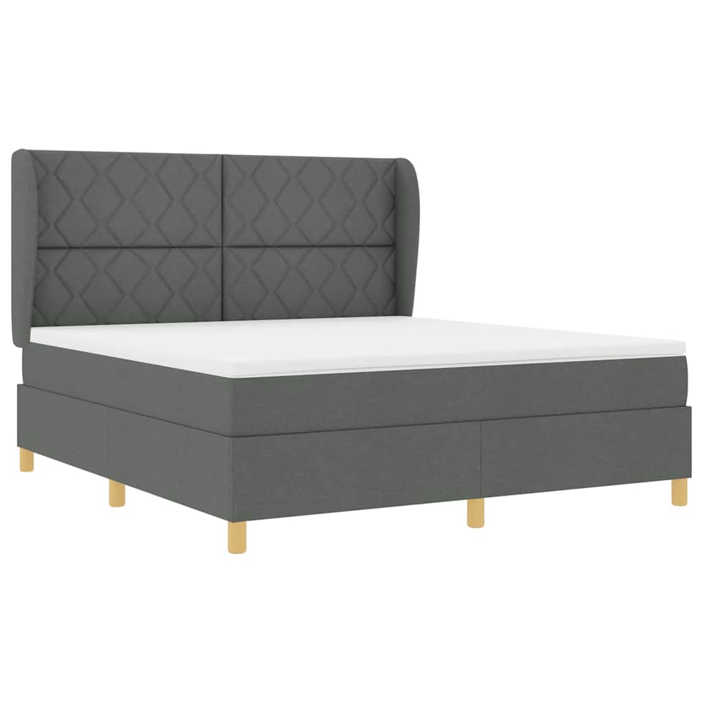 Boxspringbed met hoofdeinde Donkergrijs 200 x 180 cm Stof