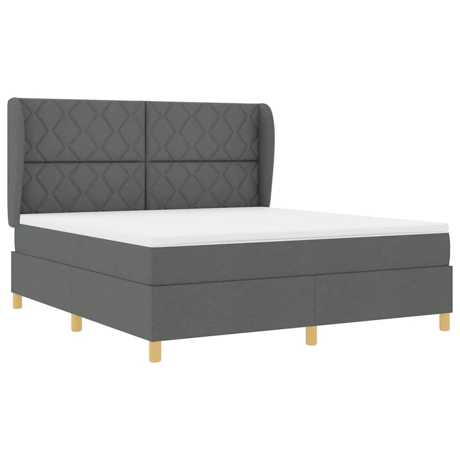 Boxspringbed met hoofdeinde Donkergrijs 200 x 180 cm Stof