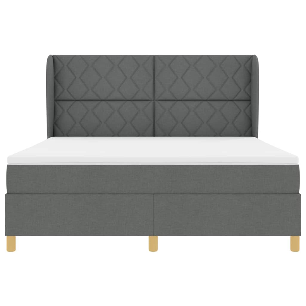 Boxspringbed met hoofdeinde Donkergrijs 200 x 180 cm Stof