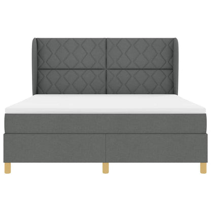 Boxspringbed met hoofdeinde Donkergrijs 200 x 180 cm Stof