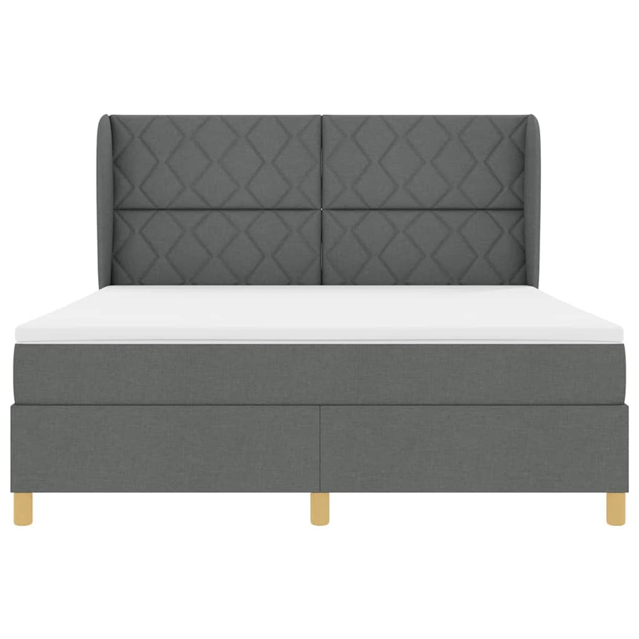 Boxspringbed met hoofdeinde Donkergrijs 200 x 180 cm Stof