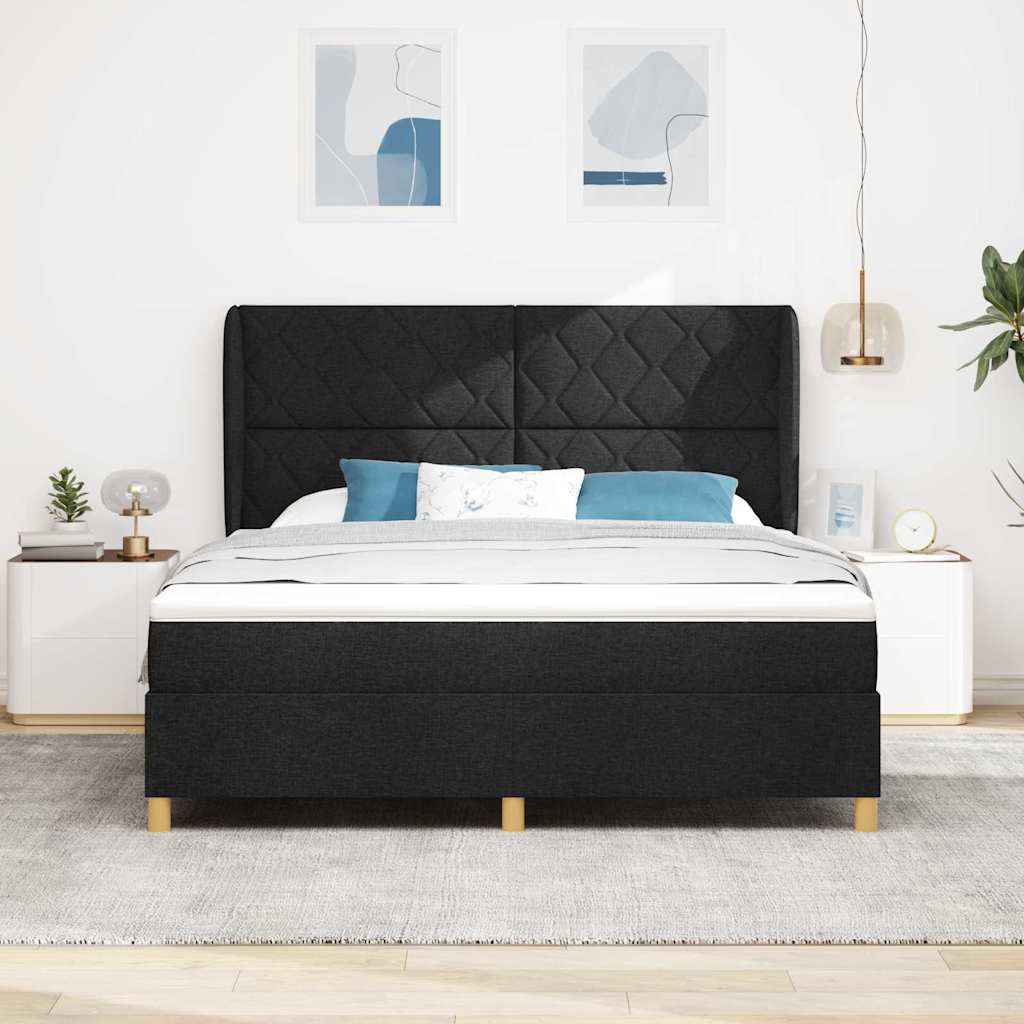 Boxspringbed met hoofdeinde Zwart 200 x 180 cm Stof