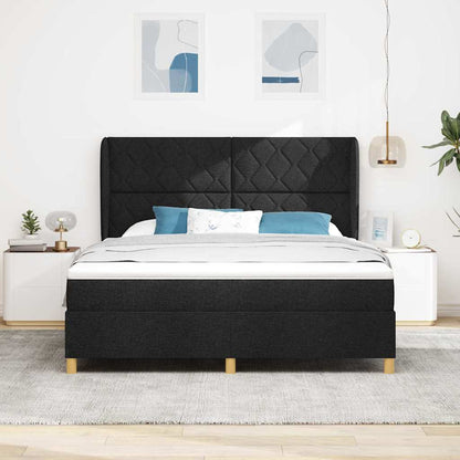 Boxspringbed met hoofdeinde Zwart 200 x 180 cm Stof