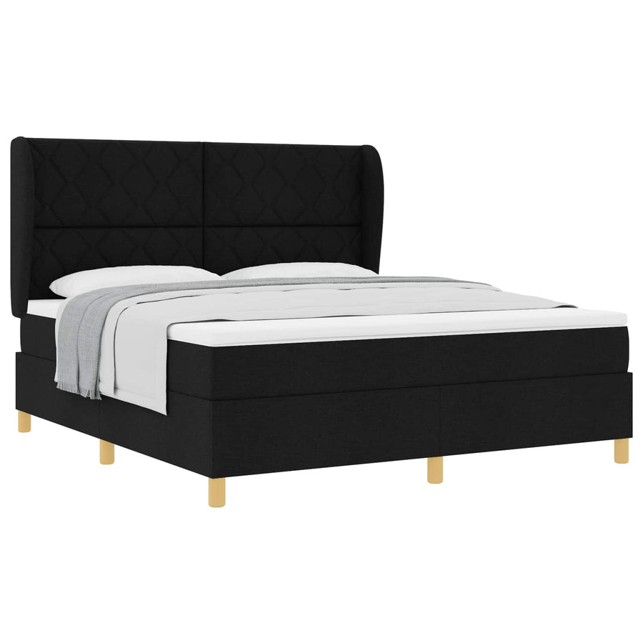 Boxspringbed met hoofdeinde Zwart 200 x 180 cm Stof