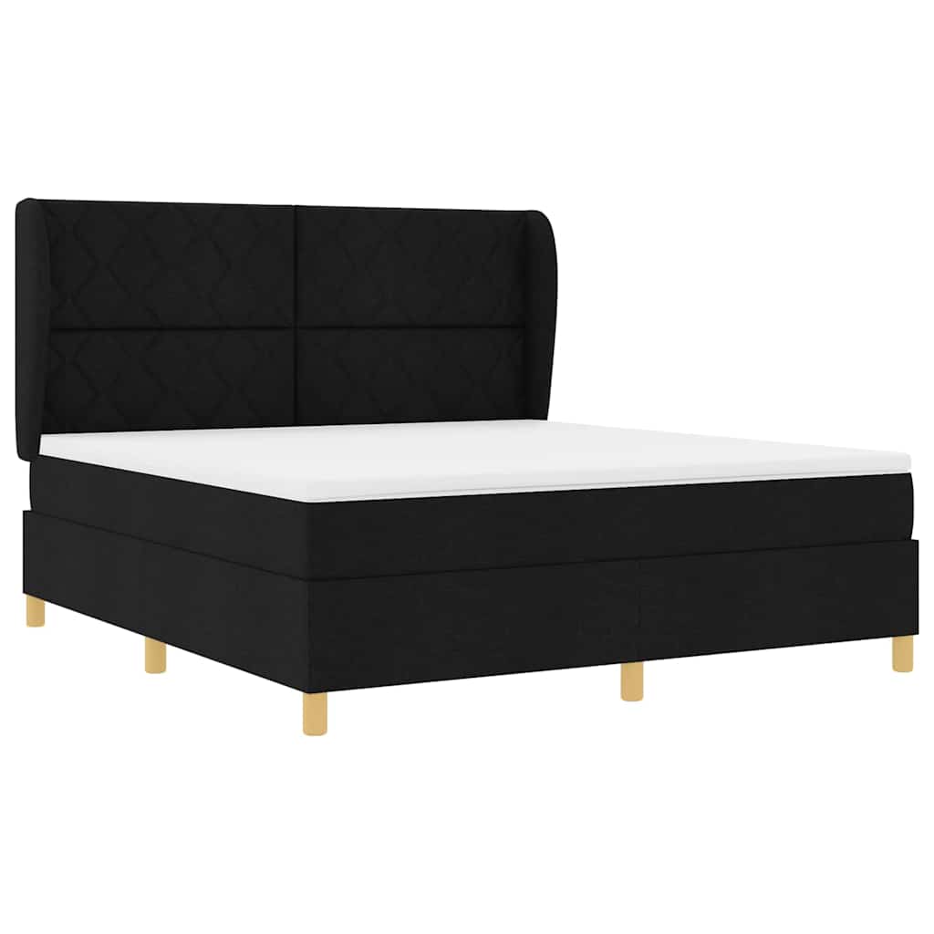 Boxspringbed met hoofdeinde Zwart 200 x 180 cm Stof