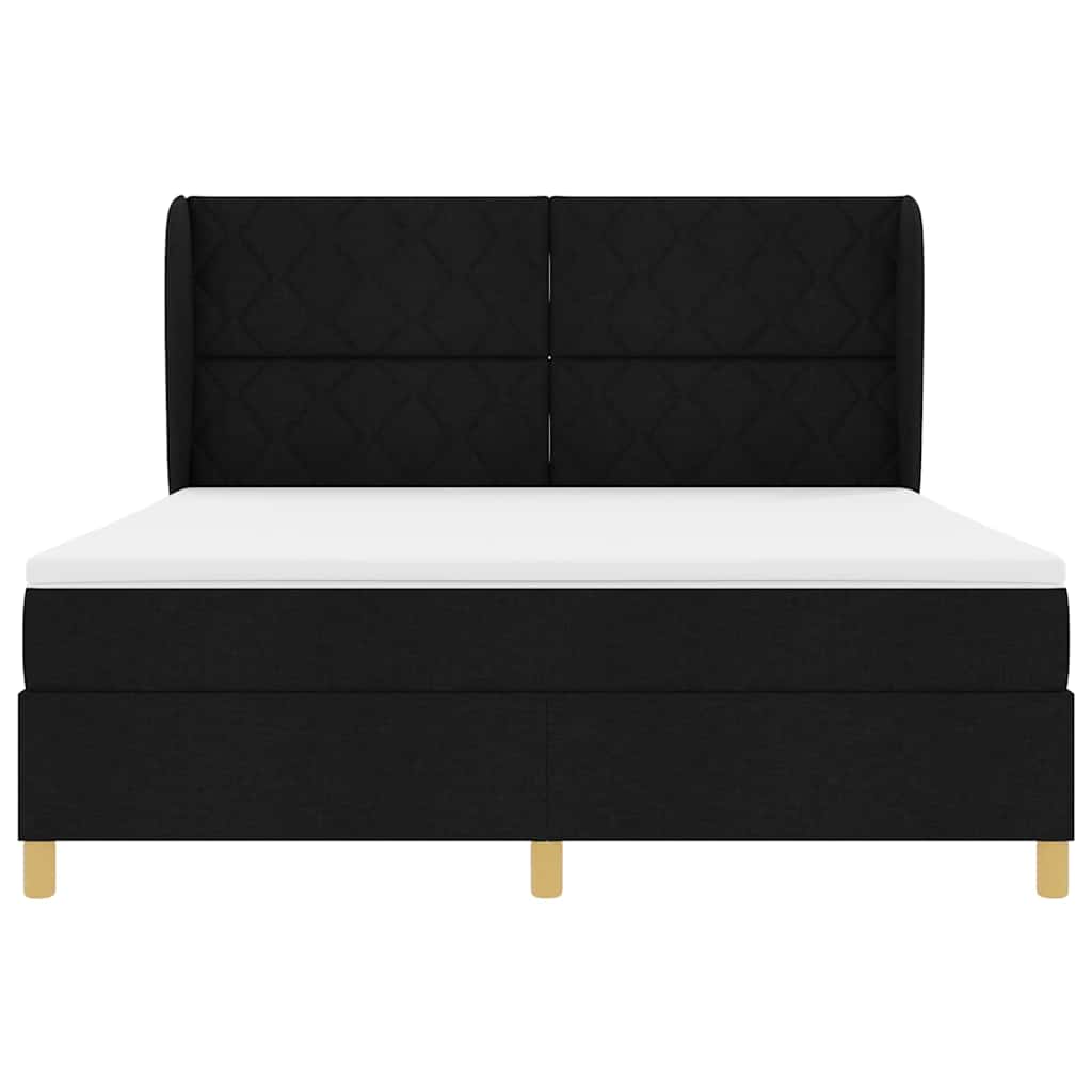 Boxspringbed met hoofdeinde Zwart 200 x 180 cm Stof